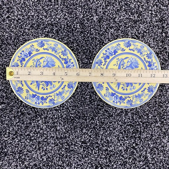 Vintage SPODE Blue Room Yellow Hanging Trivet 6.75" #L0407 Set of 2 Rare - Picture 7 of 9